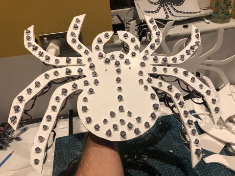 The front of the spider with every pixel fitted, before switch-on