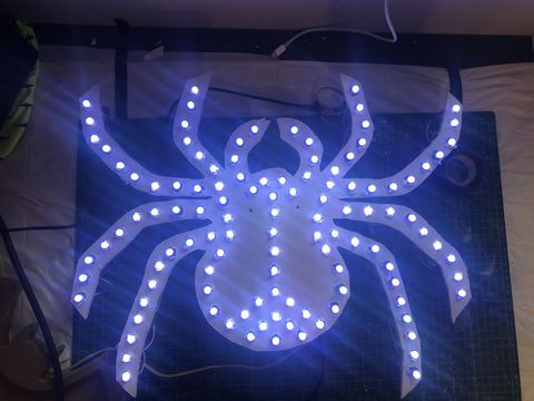 The spider lit up in white during testing